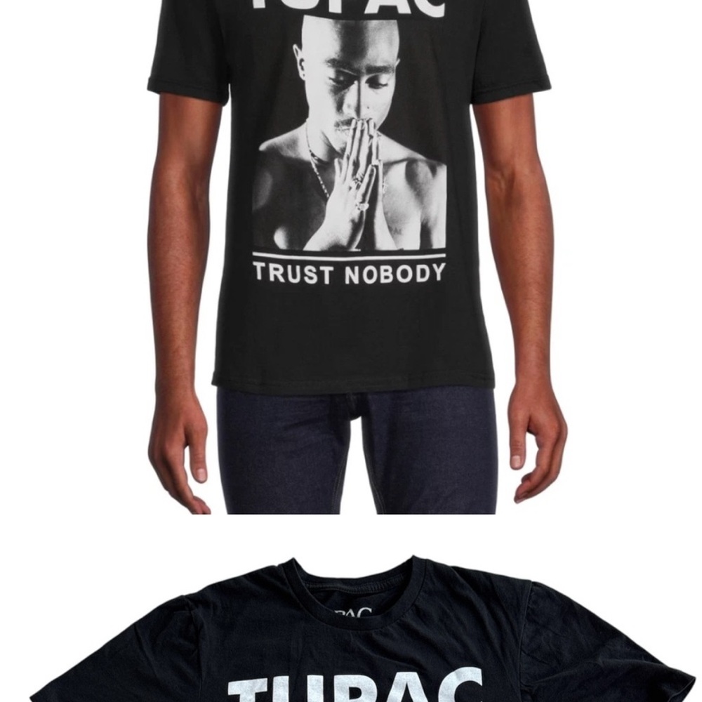 TUPAC Men's Black Tupac Shakur Trust Nobody Graphic American rapper T-Shirt
